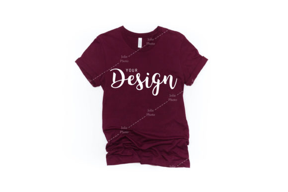 Bella Canvas 3001 Maroon T-shirt Mockup