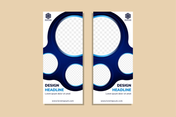 Circle Blue White Vertical Banner