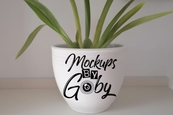 Flowers White Pot Mockup Vertical Photo