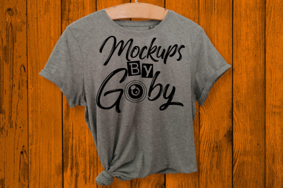 Hanging Gray Shirt Mock Up, Orange Background