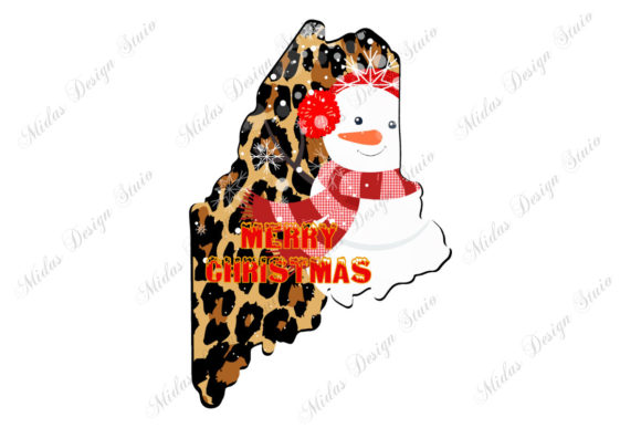 Leopard Maine Christmas with Snowman