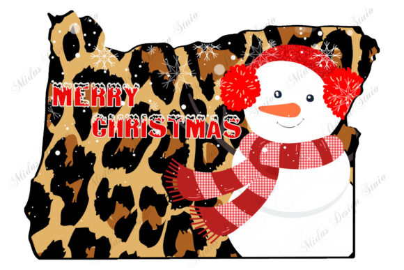 Leopard Oregon Christmas with Snowman