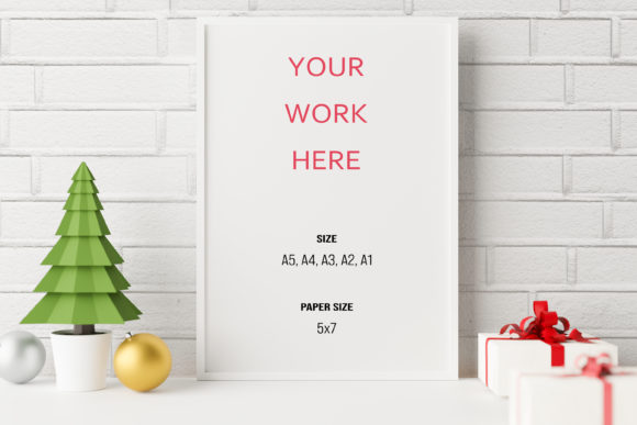 Mockup Photo Frame with Christmas Scene