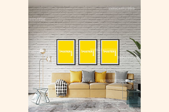 White Brick Wall Mockup and Interior Mockup for Art Display